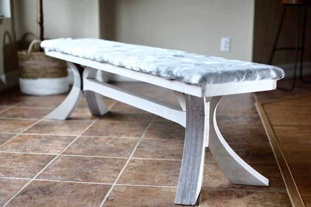DIY dining table bench with curved legs