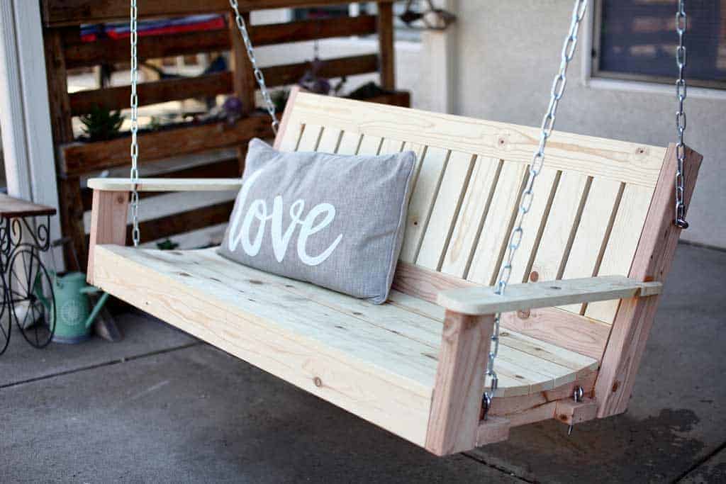DIY outdoor swing bench