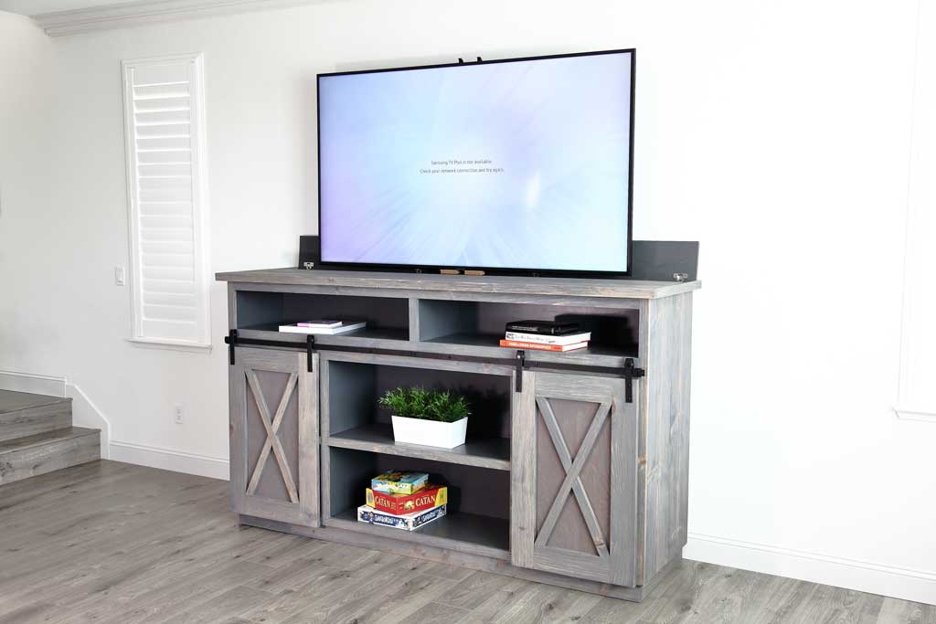 DIY Farmhouse Media Console with TV Lift