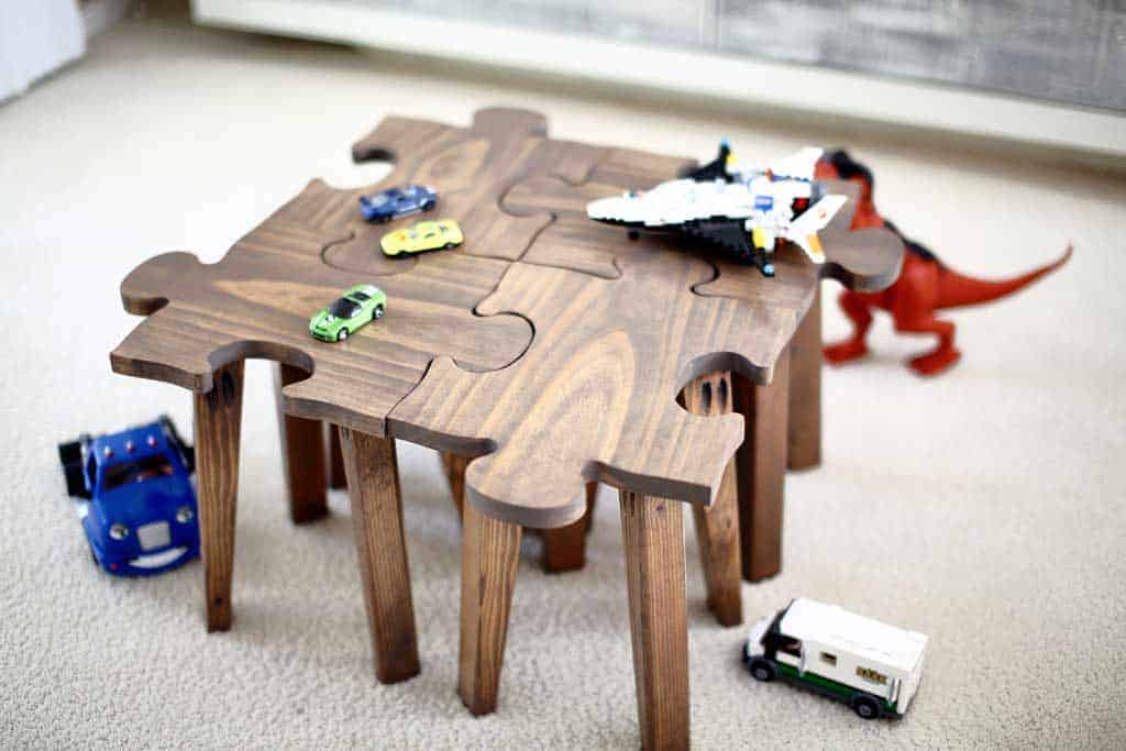 DIY Kids Table Made as Jigsaw Puzzle